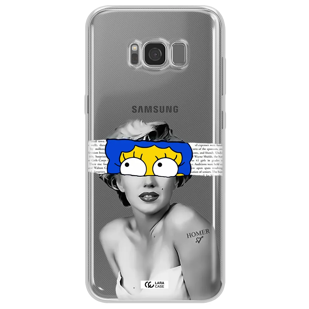 a woman with a cartoon on her head Samsung S8 Clear TPU Case