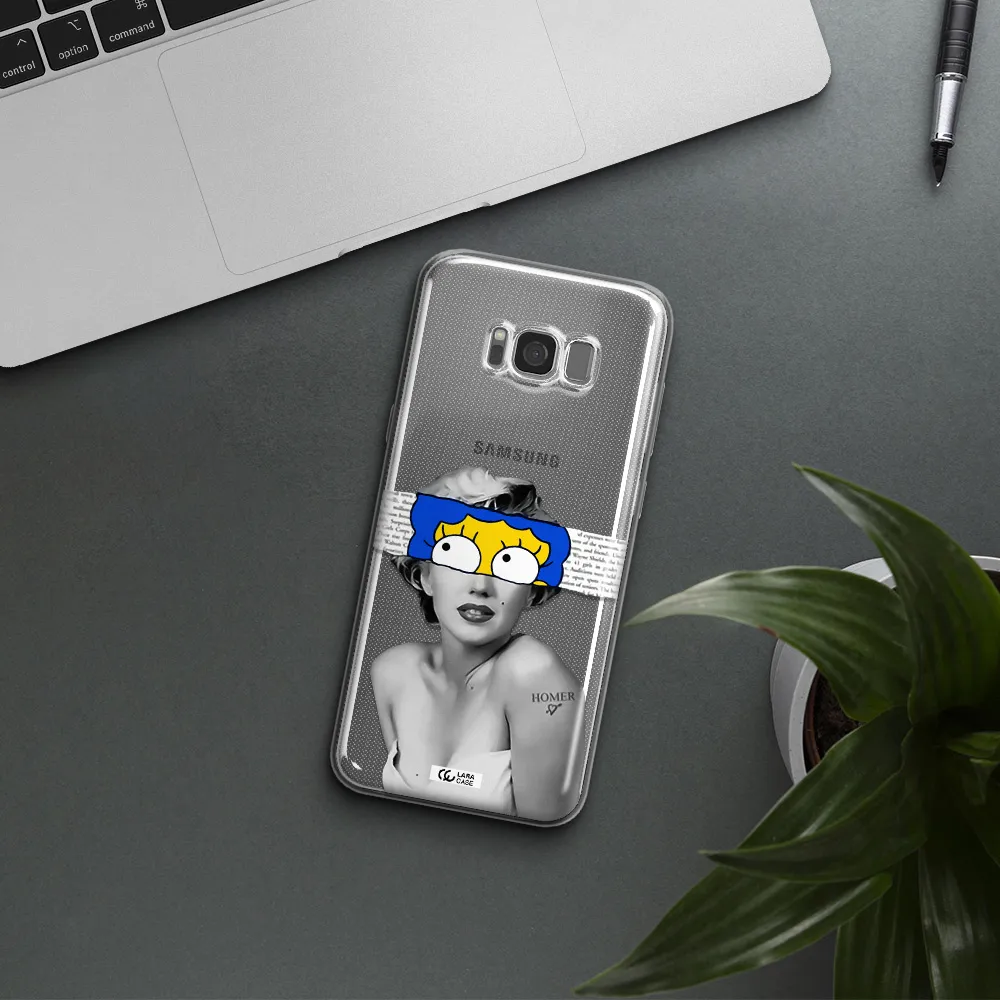 a woman with a cartoon on her head Samsung S8 Clear TPU Case