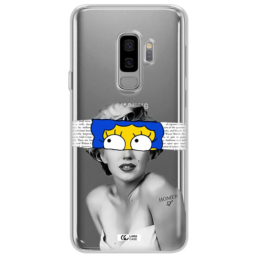 a woman with a cartoon on her head Samsung S9 Plus Clear TPU Case