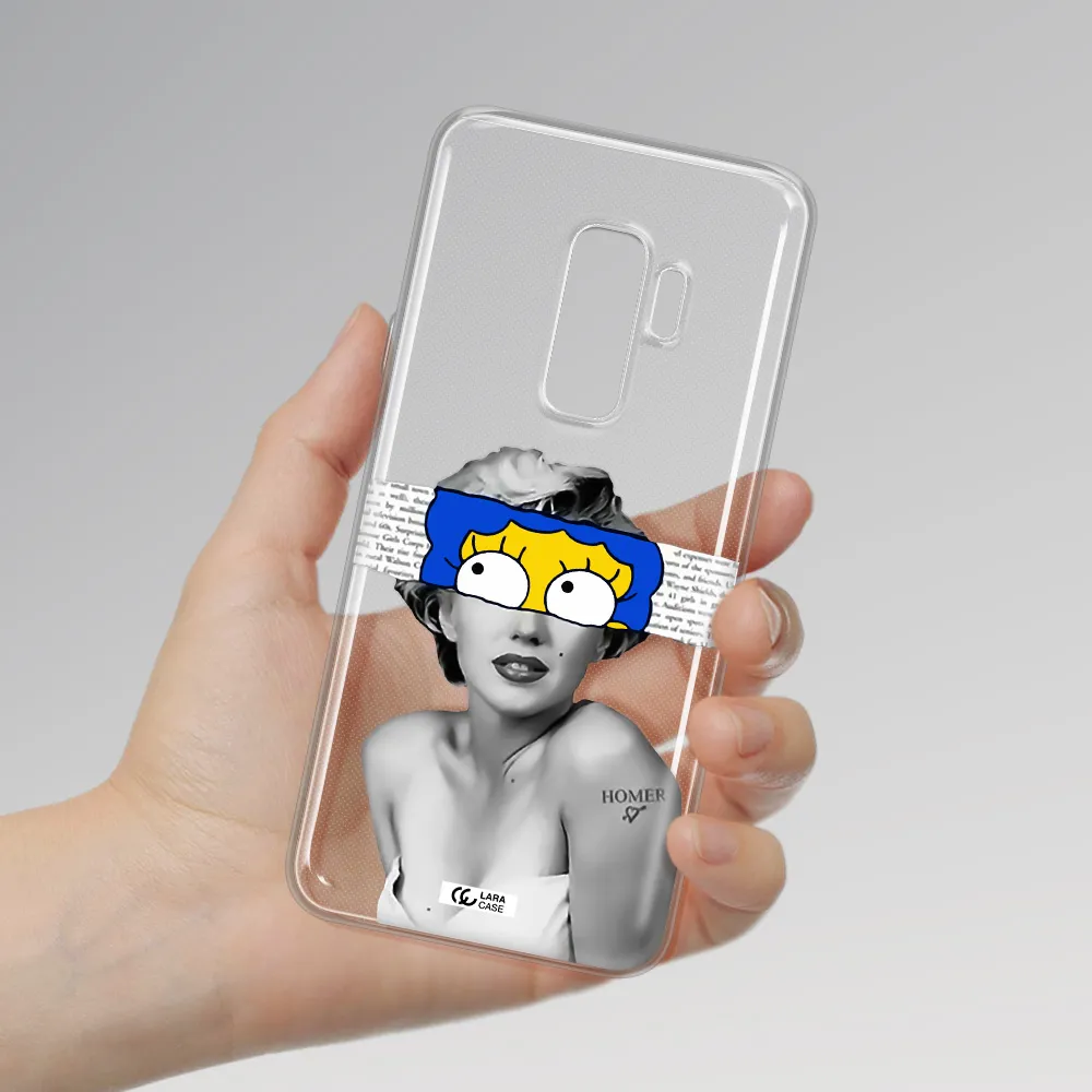 a woman with a cartoon on her head Samsung S9 Plus Clear TPU Case