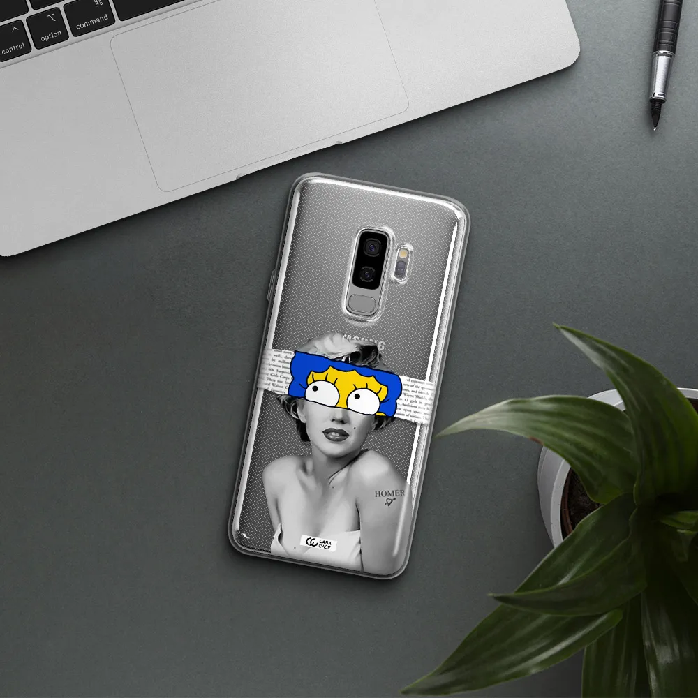 a woman with a cartoon on her head Samsung S9 Plus Clear TPU Case