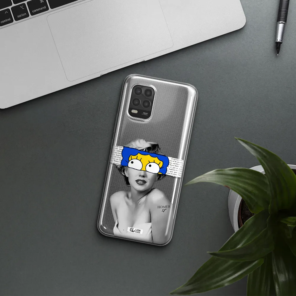 a woman with a cartoon on her head Xiaomi Mi 10 Lite Clear TPU Case