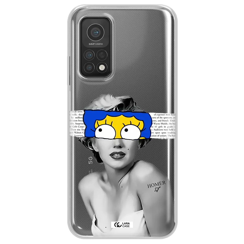 a woman with a cartoon on her head Xiaomi Mi 10T Clear TPU Case