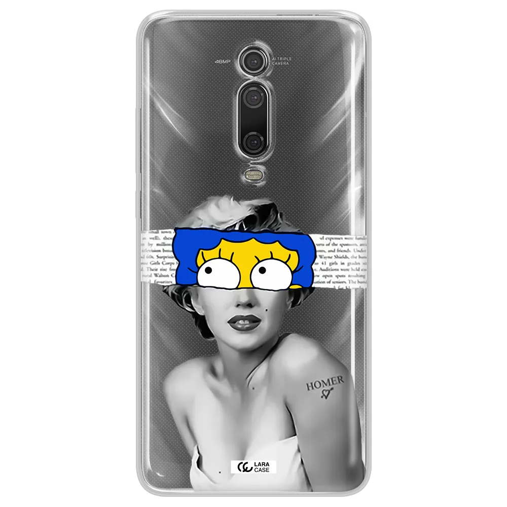 a woman with a cartoon on her head Xiaomi Mi 9T Clear TPU Case