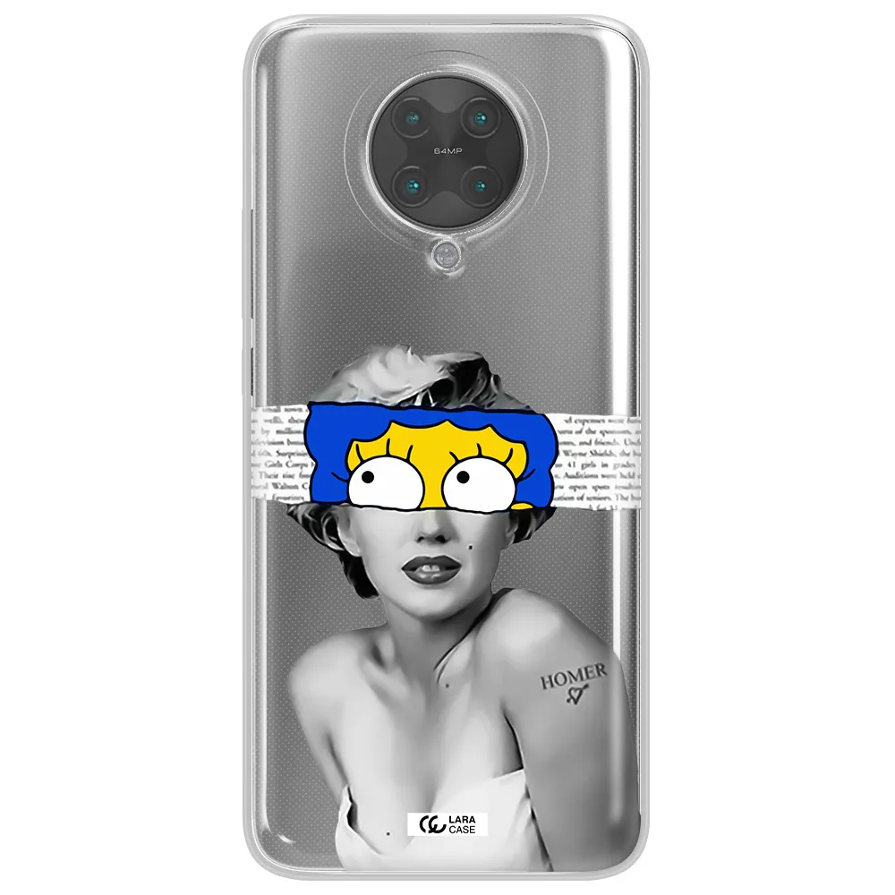 a woman with a cartoon on her head Xiaomi Poco F2 Pro Clear TPU Case