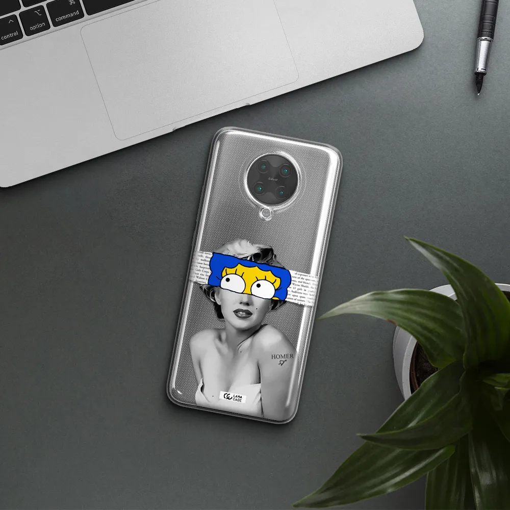 a woman with a cartoon on her head Xiaomi Poco F2 Pro Clear TPU Case
