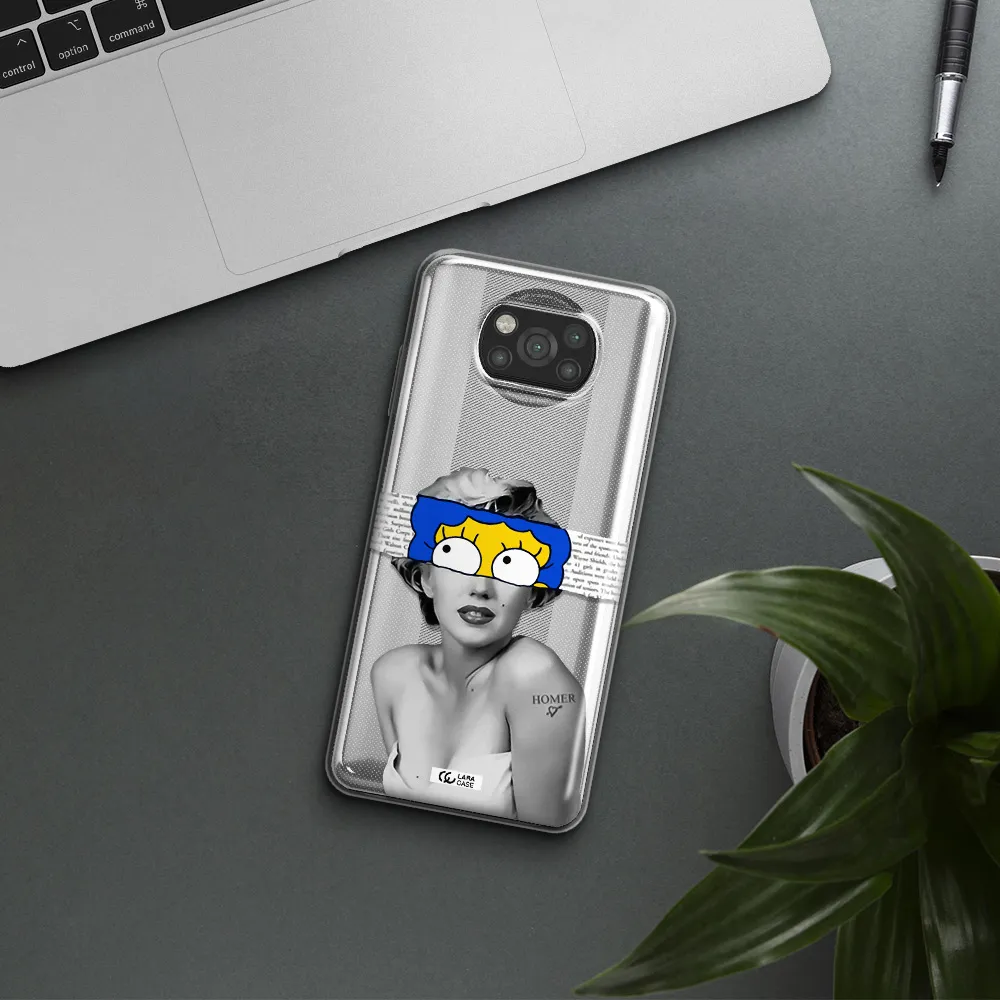 a woman with a cartoon on her head Xiaomi Poco X3 Clear TPU Case
