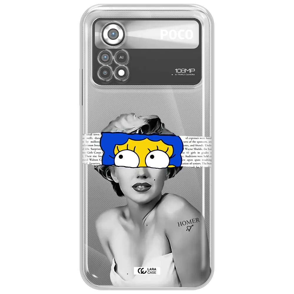 a woman with a cartoon on her head Xiaomi Poco X4 Pro Clear TPU Case