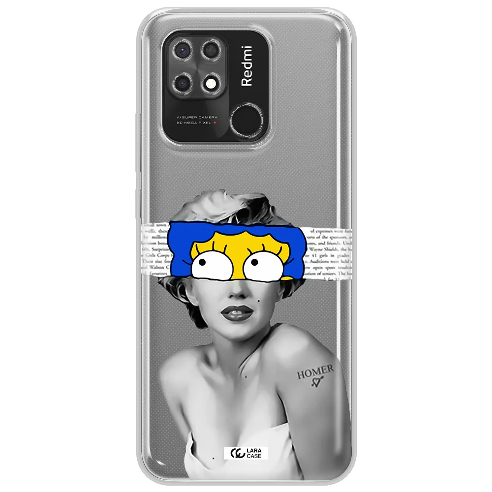 a woman with a cartoon on her head Xiaomi Redmi 10C Clear TPU Case