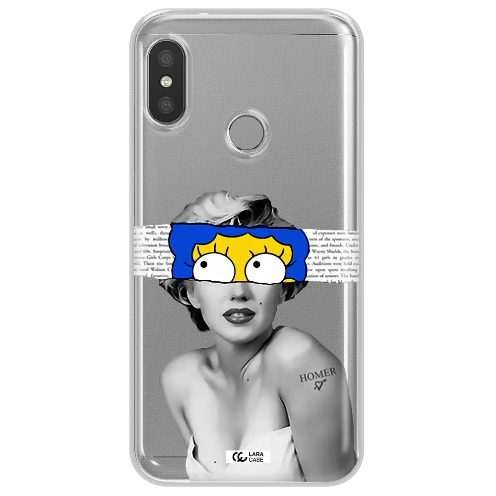 a woman with a cartoon on her head Xiaomi Redmi 6 Pro Clear TPU Case