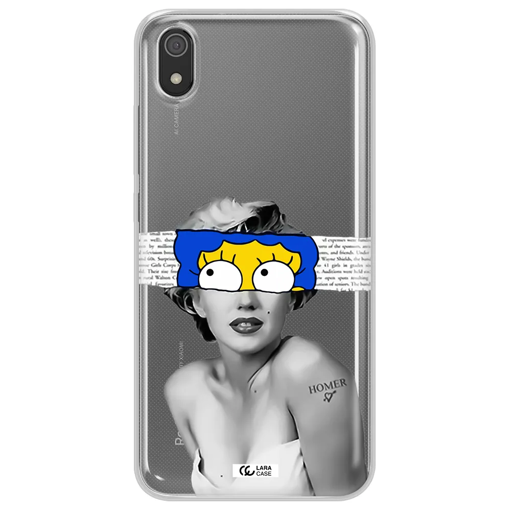 a woman with a cartoon on her head Xiaomi Redmi 7A Clear TPU Case