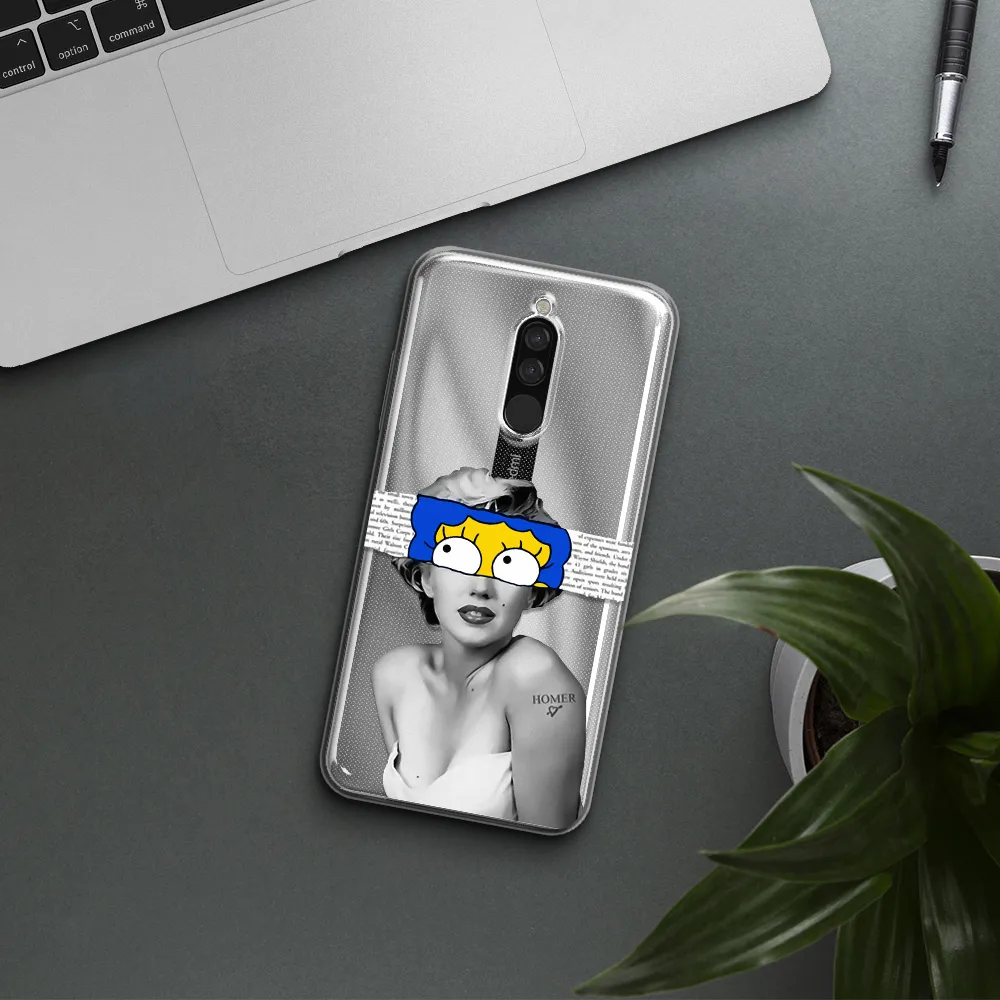 A Woman With A Cartoon On Her Head Xiaomi Redmi 8 Clear Tpu Case