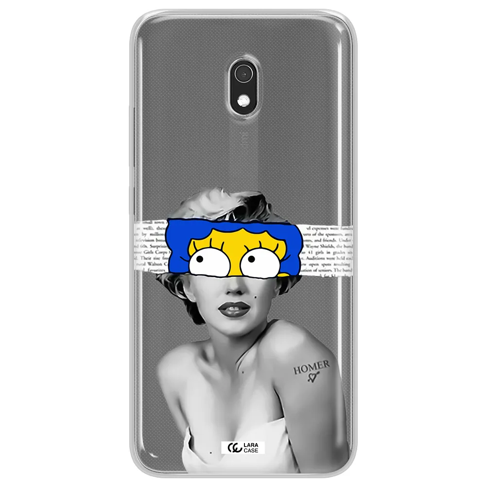 a woman with a cartoon on her head Xiaomi Redmi 8A Clear TPU Case