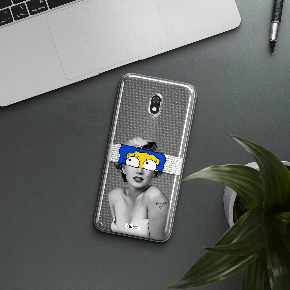 a woman with a cartoon on her head Xiaomi Redmi 8A Clear TPU Case