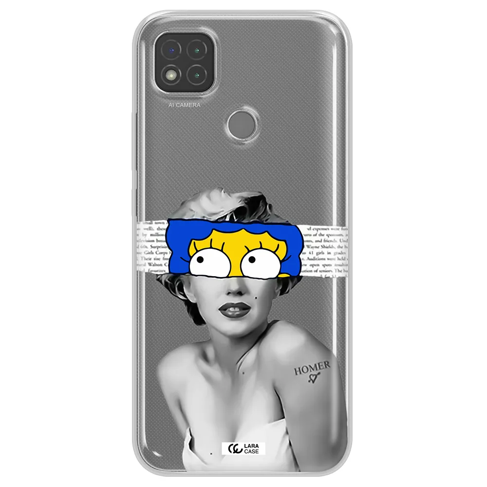 a woman with a cartoon on her head Xiaomi Redmi 9C Clear TPU Case