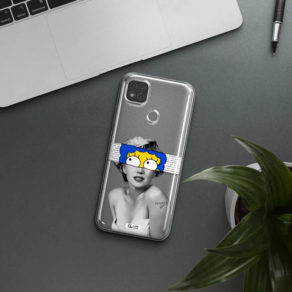 a woman with a cartoon on her head Xiaomi Redmi 9C Clear TPU Case