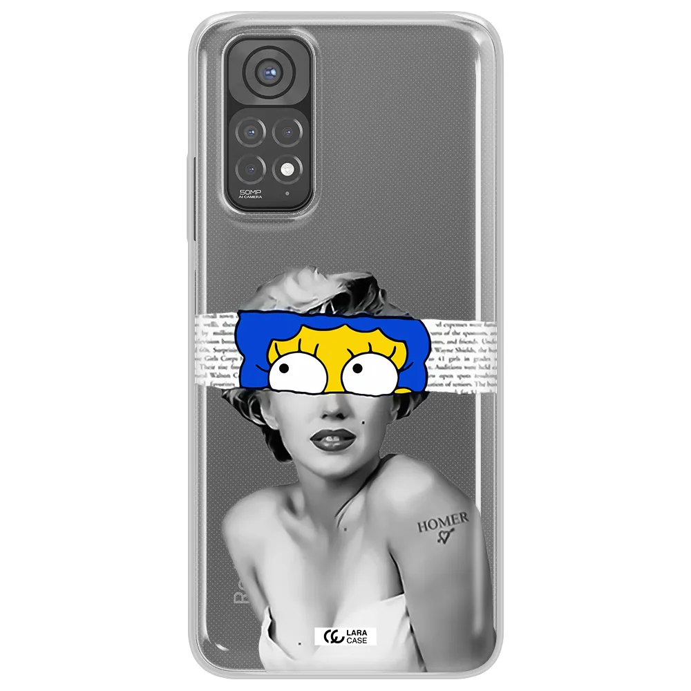 a woman with a cartoon on her head Xiaomi Redmi Note 11 Clear TPU Case