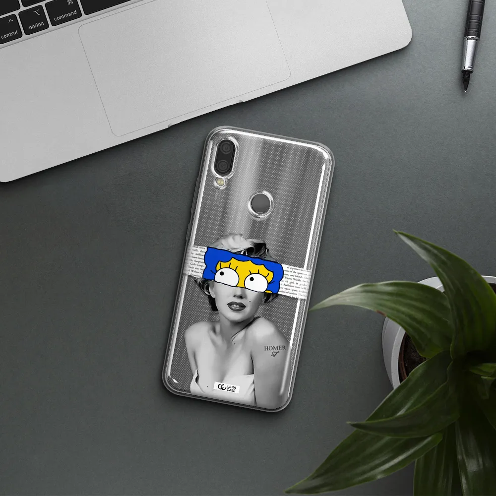 a woman with a cartoon on her head Xiaomi Redmi Note 7 Clear TPU Case