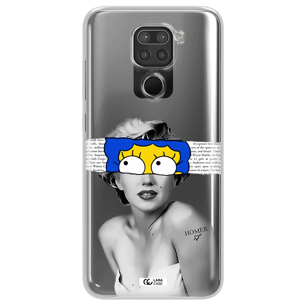 a woman with a cartoon on her head Xiaomi Redmi Note 9 Clear TPU Case