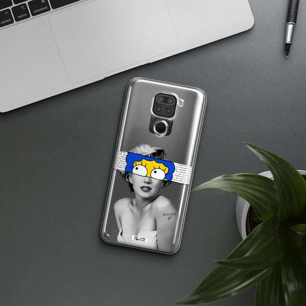 a woman with a cartoon on her head Xiaomi Redmi Note 9 Clear TPU Case