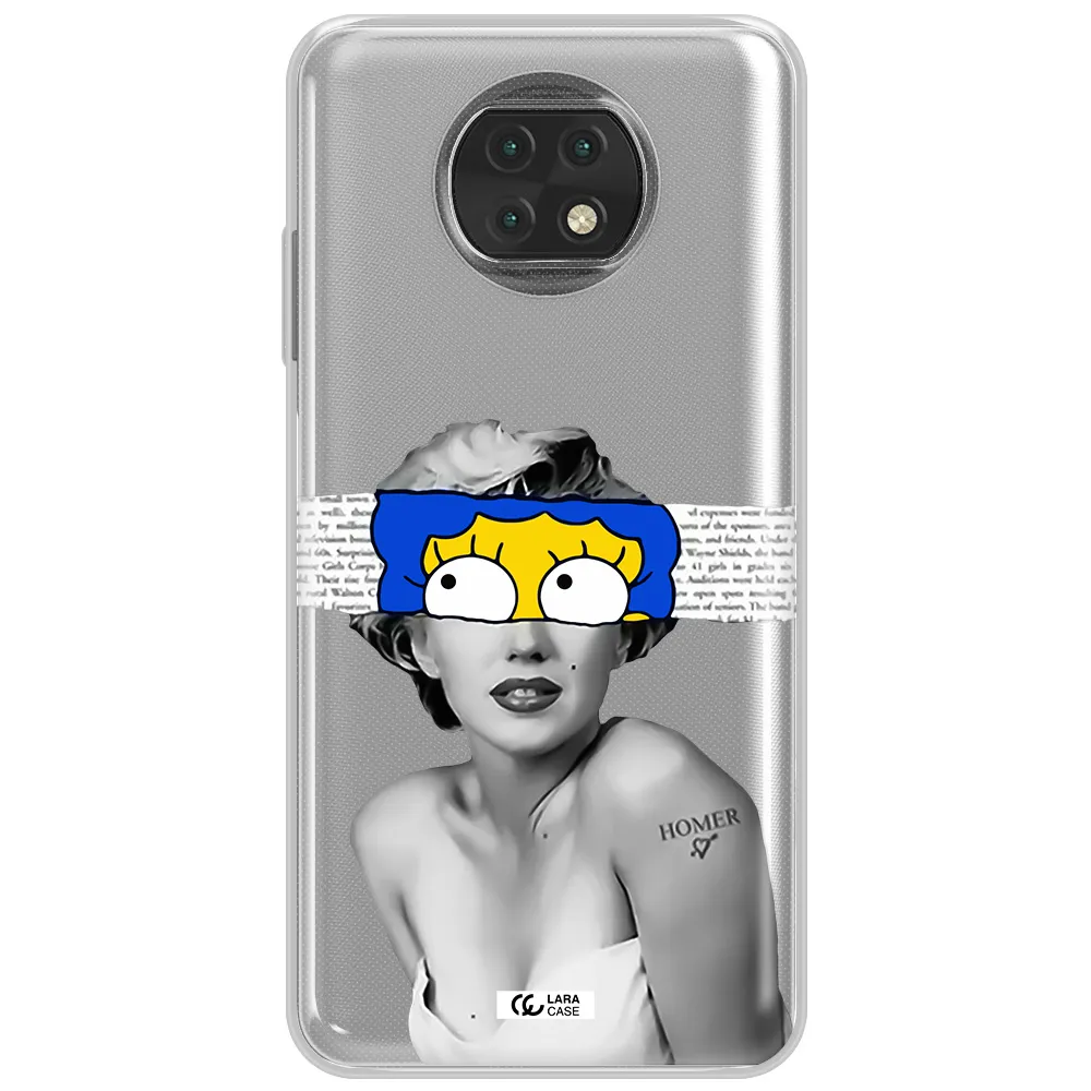A Woman With A Cartoon On Her Head Xiaomi Redmi Note 9T Clear Tpu Case