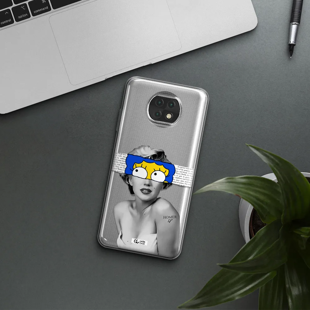 A Woman With A Cartoon On Her Head Xiaomi Redmi Note 9T Clear Tpu Case