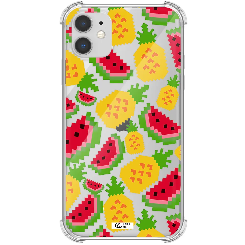 a pattern of watermelon and pineapples Apple iPhone 11 Clear PC Case