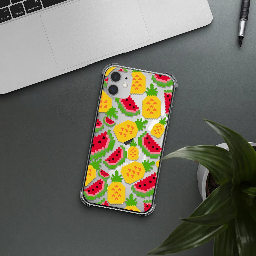 a pattern of watermelon and pineapples Apple iPhone 11 Clear PC Case