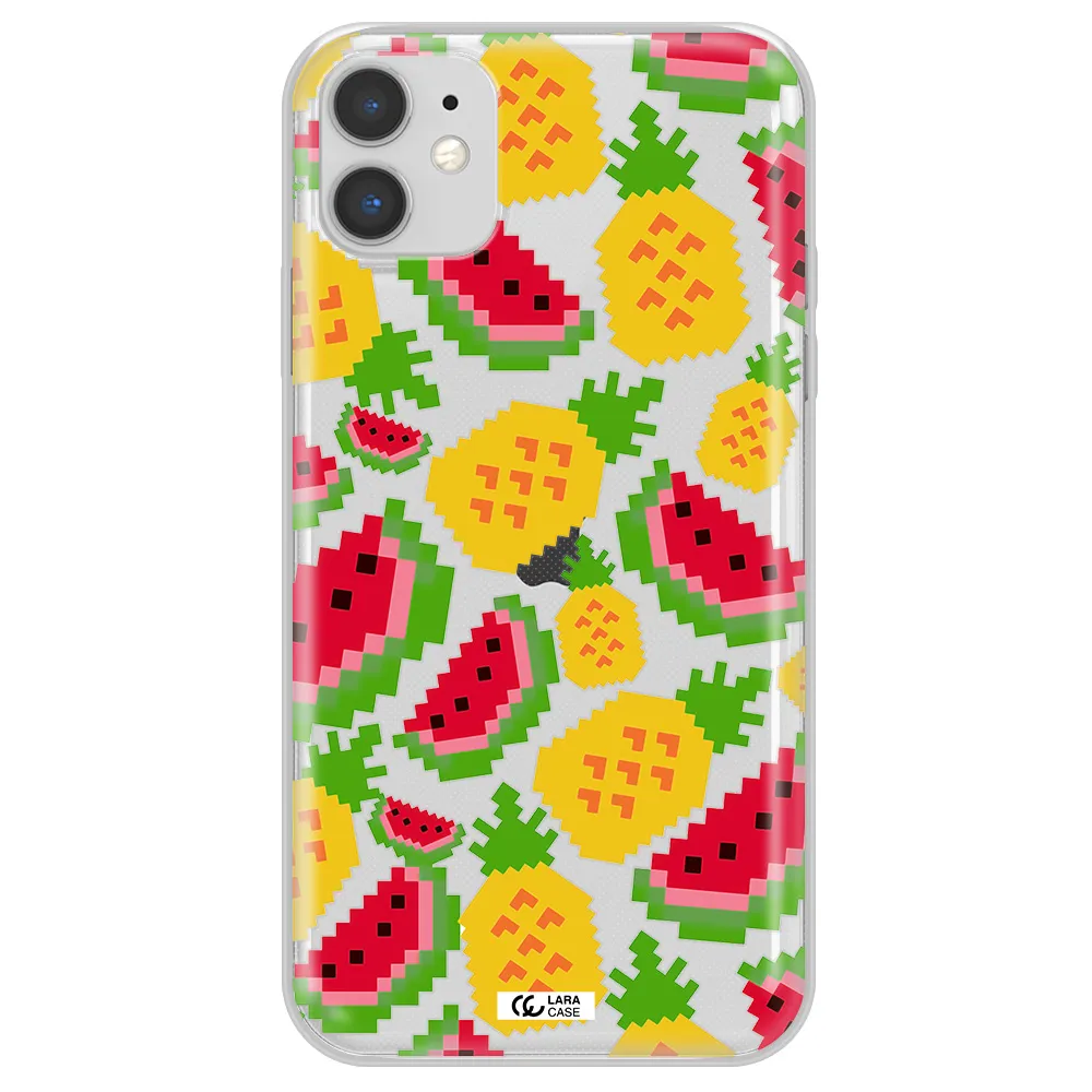 a pattern of watermelon and pineapples Apple iPhone 11 Clear TPU Case