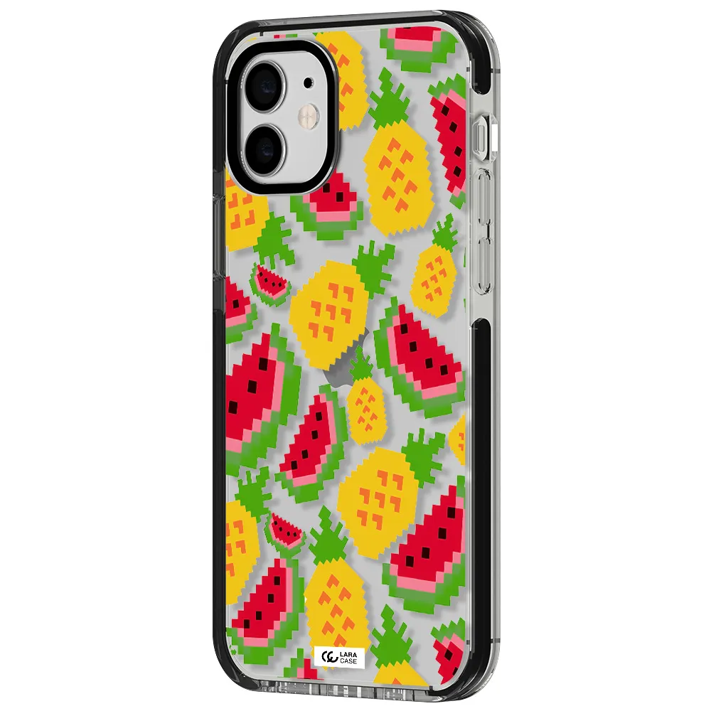 a pattern of watermelon and pineapples Apple iPhone 11 impact black border Case