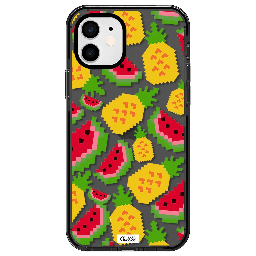 a pattern of watermelon and pineapples Apple iPhone 11 impact Smoke Black Case