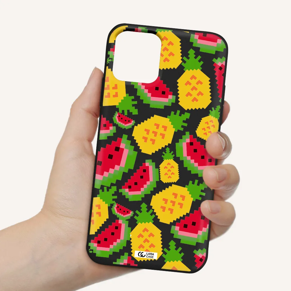 a pattern of watermelon and pineapples Apple iPhone 11 pro max Silicone black Case