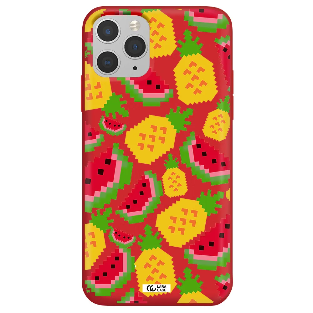 a pattern of watermelon and pineapples Apple iPhone 11 pro max Silicone Imperial Red Case