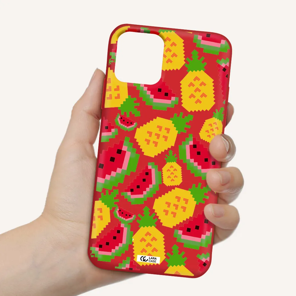 a pattern of watermelon and pineapples Apple iPhone 11 pro max Silicone Imperial Red Case