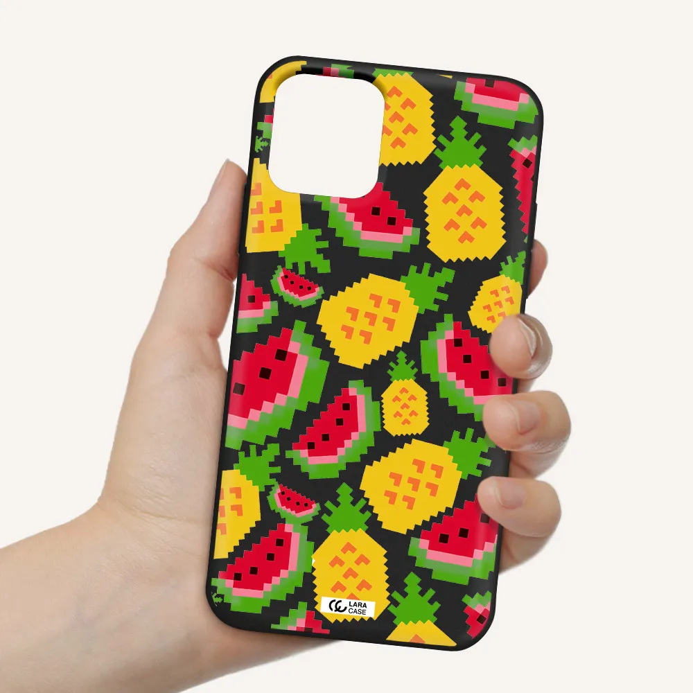 a pattern of watermelon and pineapples Apple iPhone 11 pro Silicone black Case