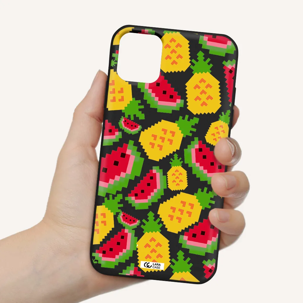 a pattern of watermelon and pineapples Apple iPhone 11 Silicone black Case