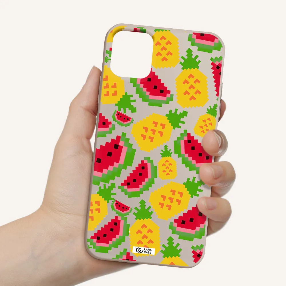a pattern of watermelon and pineapples Apple iPhone 11 Silicone Stone Case