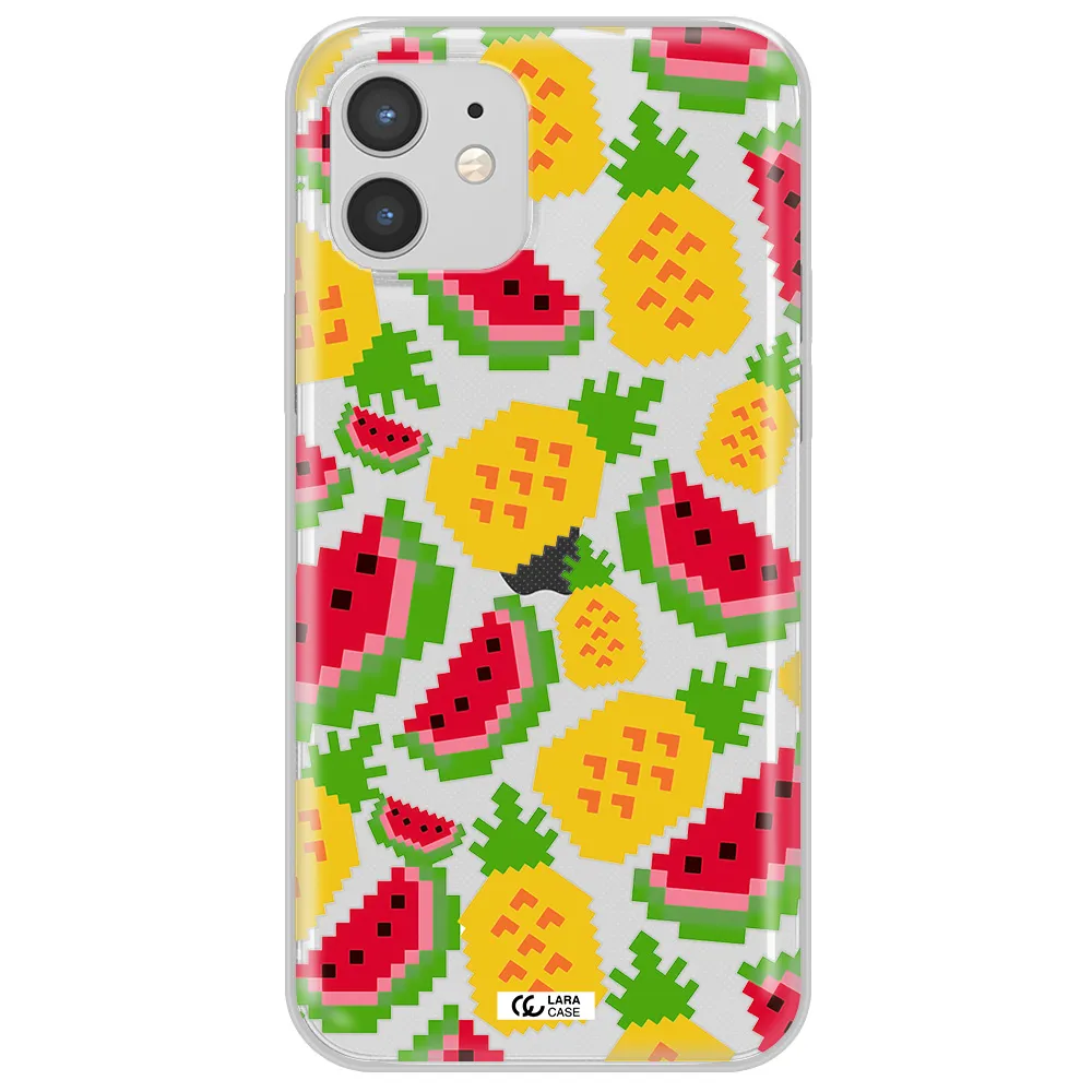 a pattern of watermelon and pineapples Apple iPhone 12 Clear TPU Case