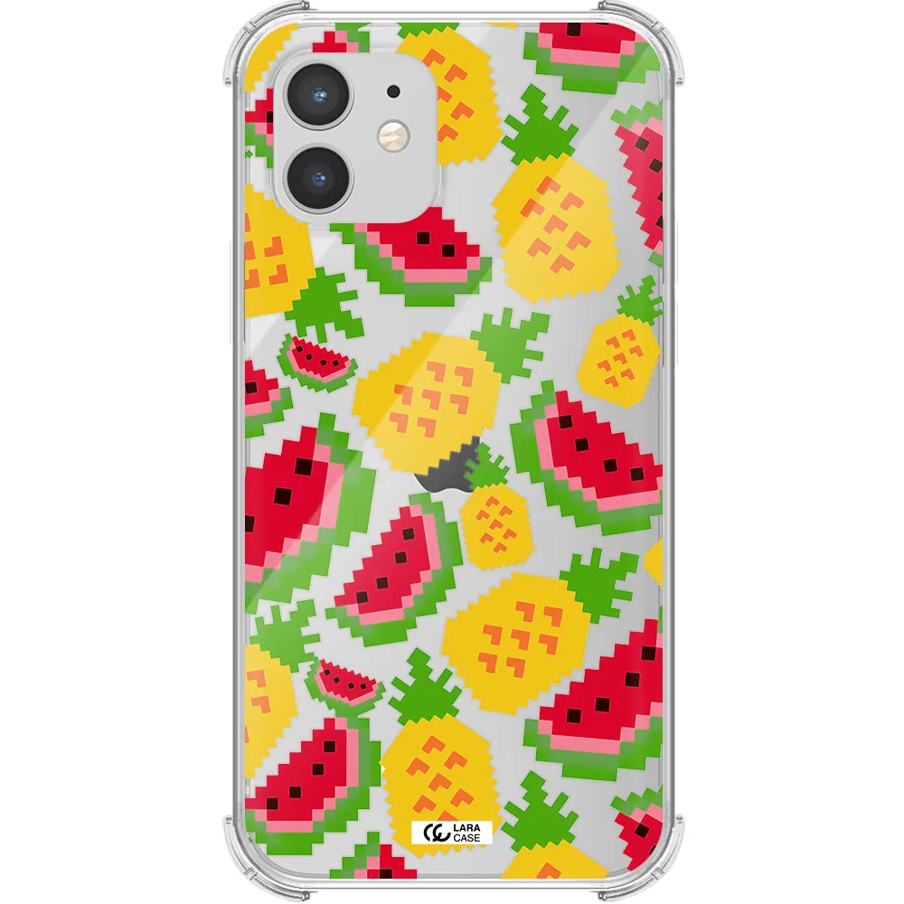 a pattern of watermelon and pineapples Apple iPhone 12 mini Clear PC Case