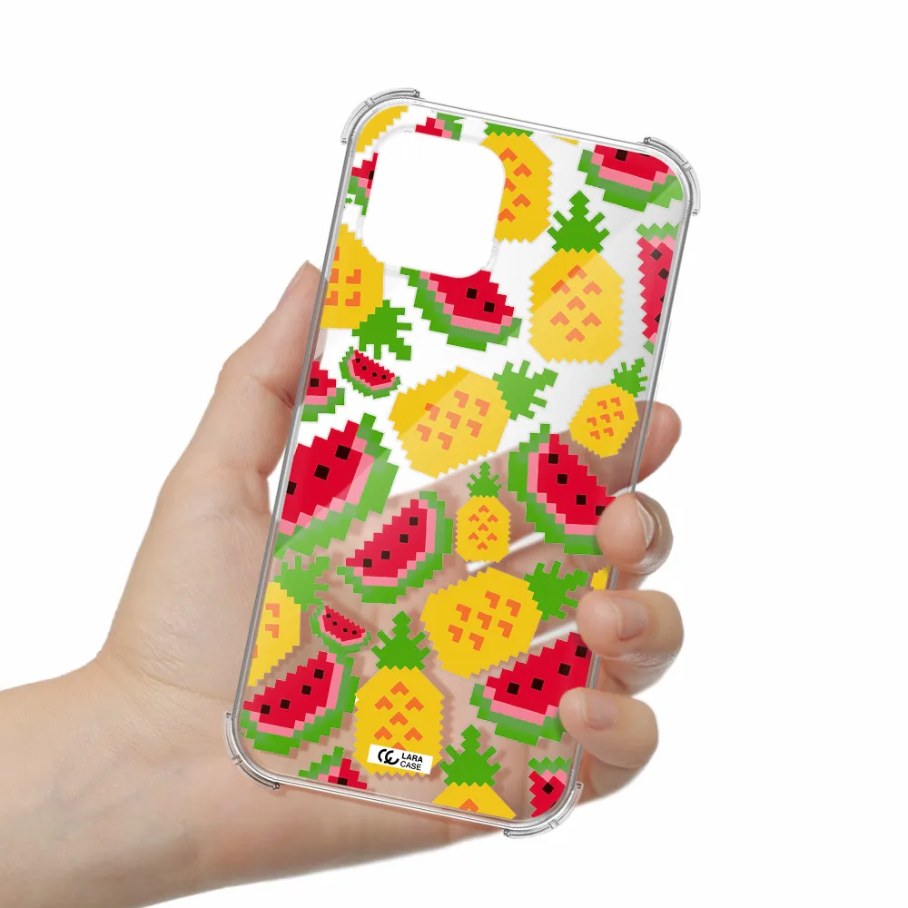 a pattern of watermelon and pineapples Apple iPhone 12 mini Clear PC Case