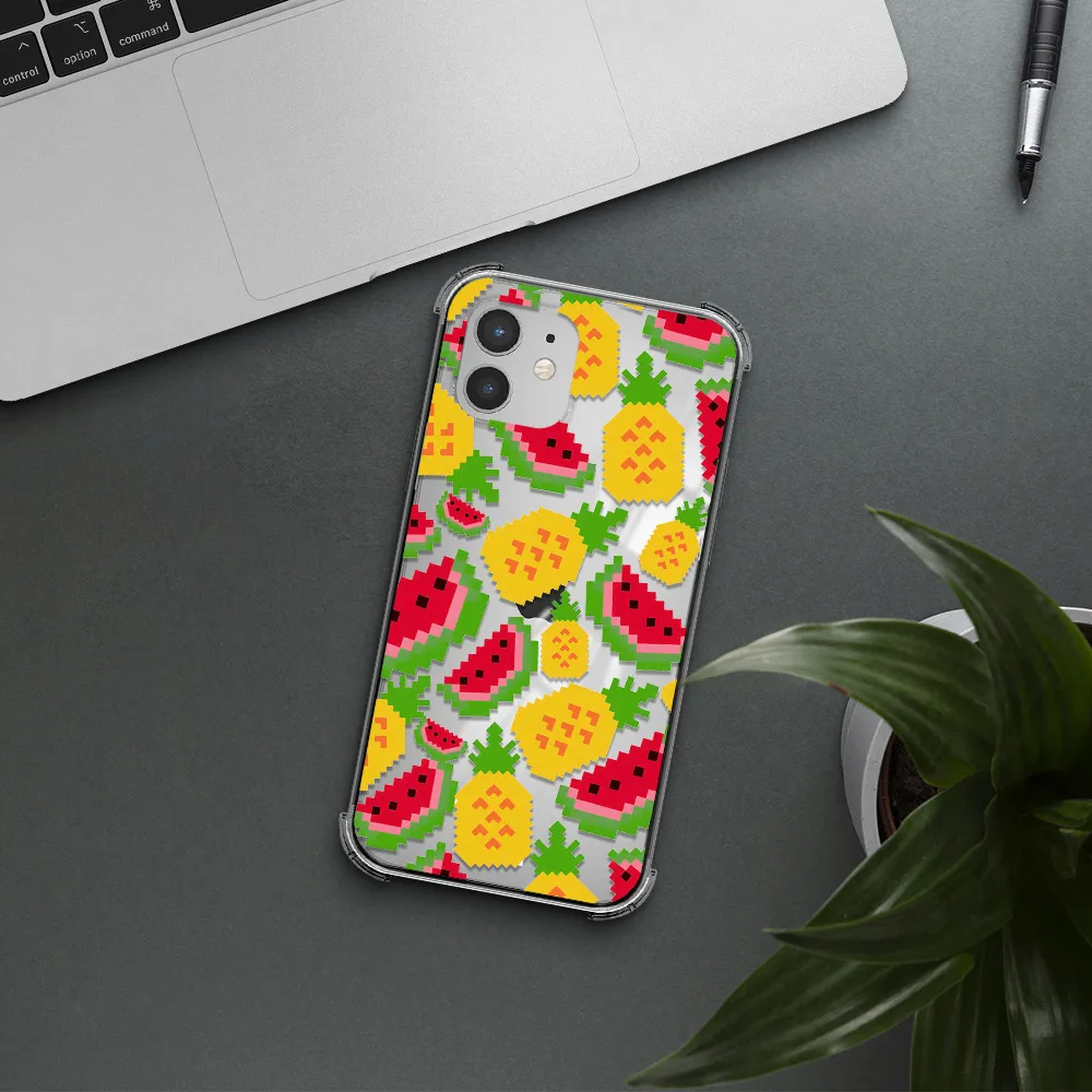a pattern of watermelon and pineapples Apple iPhone 12 mini Clear PC Case