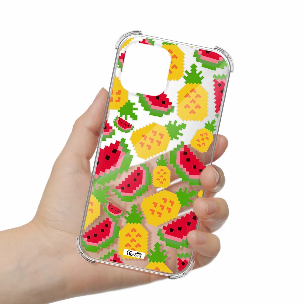 a pattern of watermelon and pineapples Apple iPhone 12 pro Clear PC Case