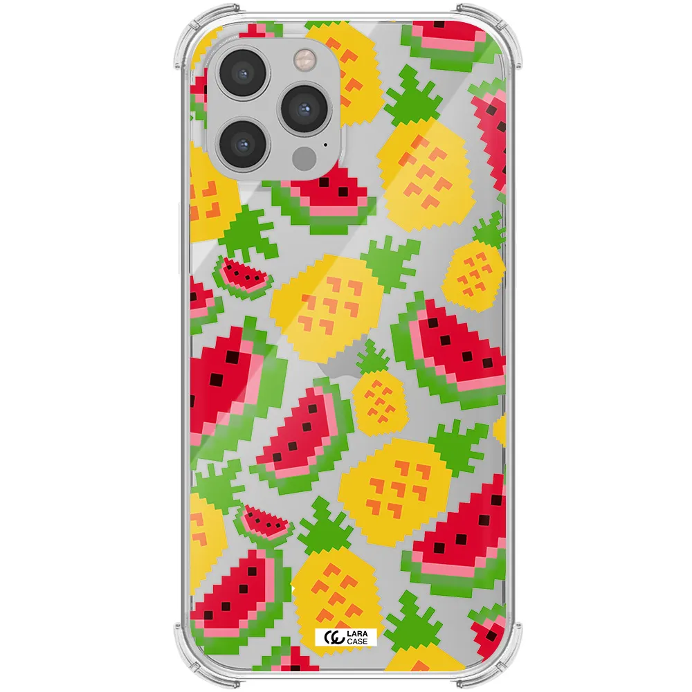 a pattern of watermelon and pineapples Apple iPhone 12 pro max Clear PC Case