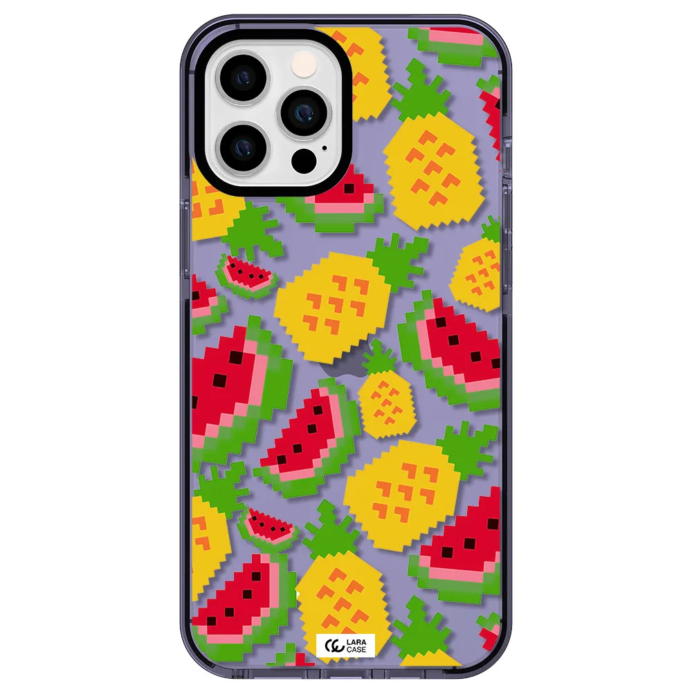 a pattern of watermelon and pineapples Apple iPhone 12 pro max impact Lilac Case