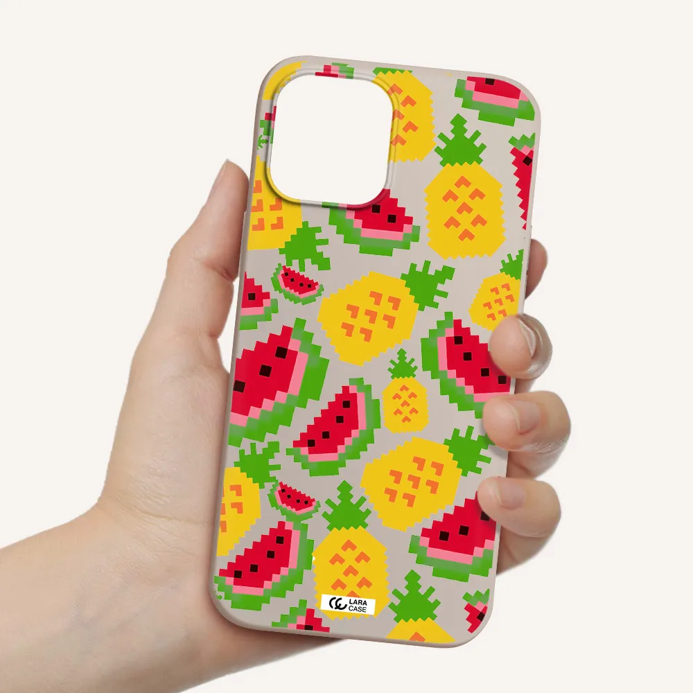 a pattern of watermelon and pineapples Apple iPhone 12 pro Silicone Stone Case