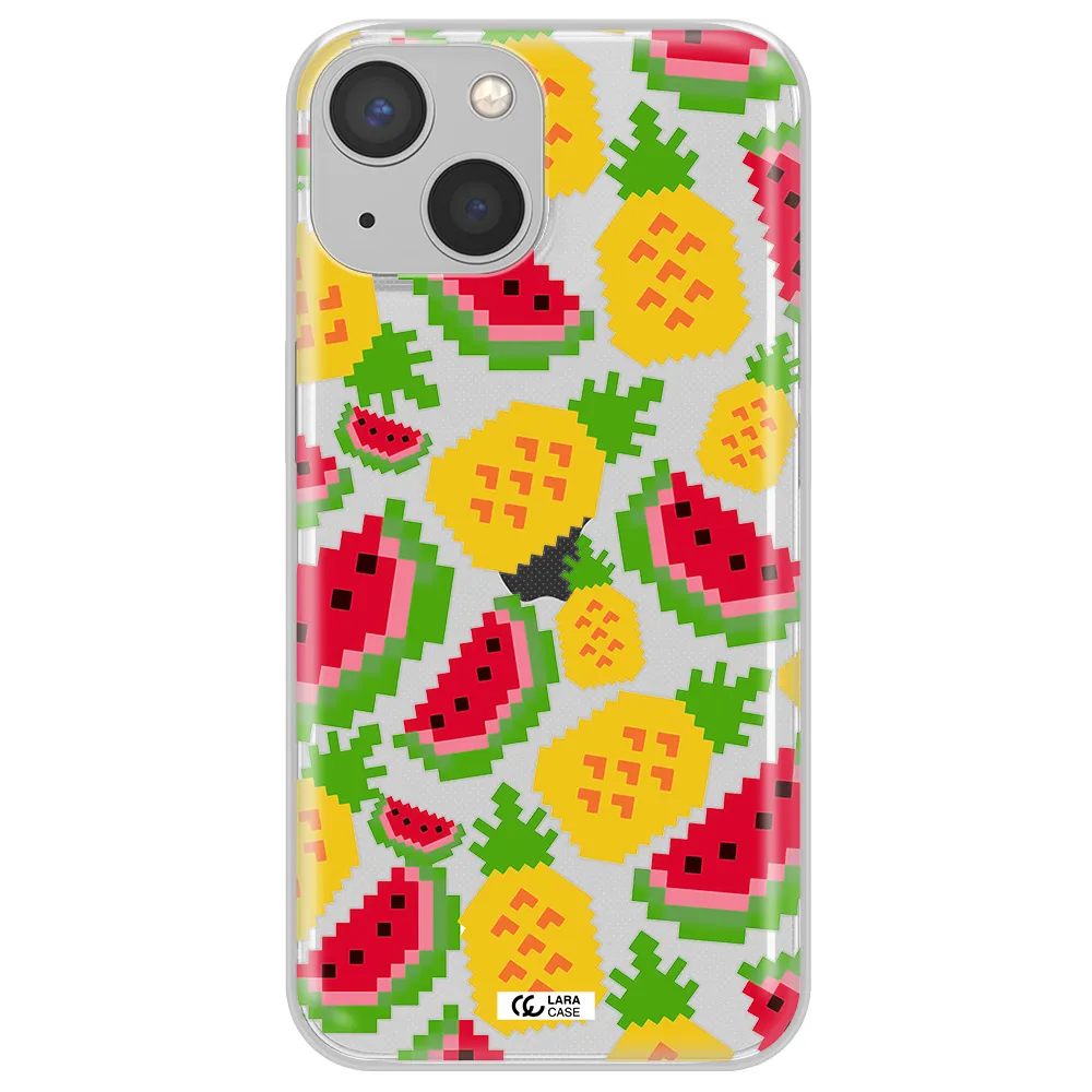 a pattern of watermelon and pineapples Apple iPhone 13 Clear TPU Case