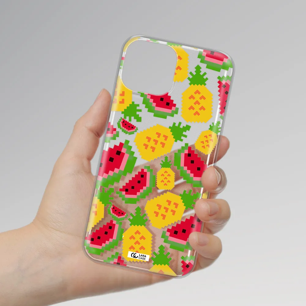 a pattern of watermelon and pineapples Apple iPhone 13 Clear TPU Case