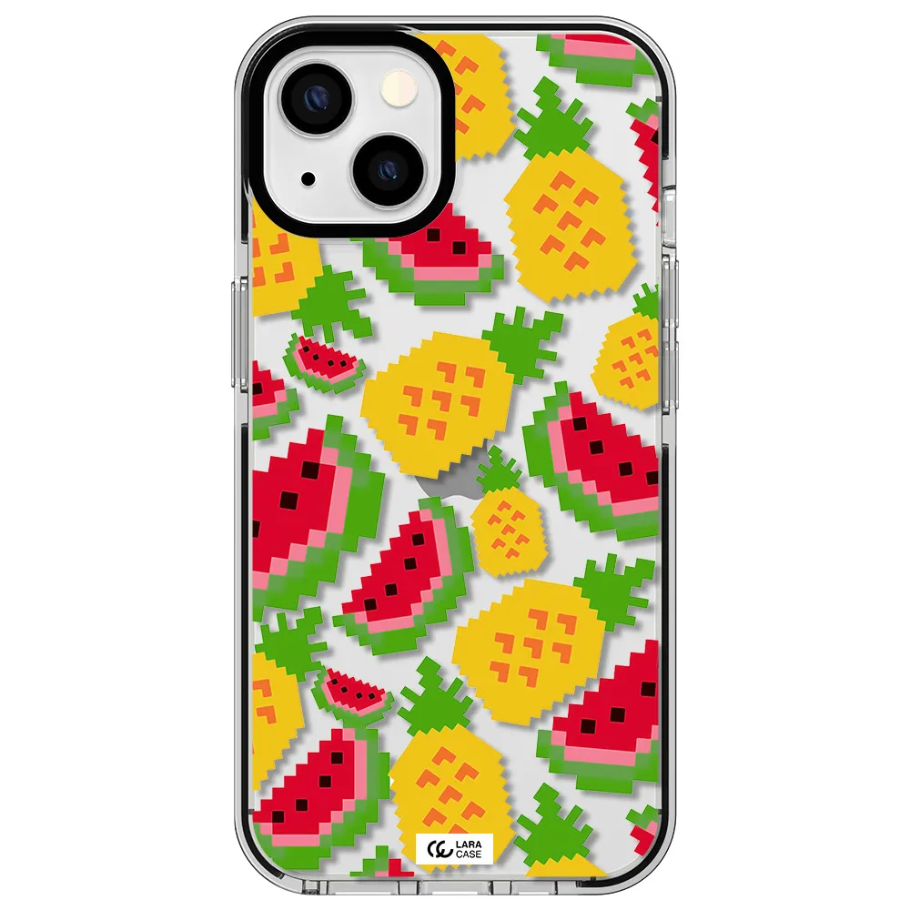 a pattern of watermelon and pineapples Apple iPhone 13 impact black border Case