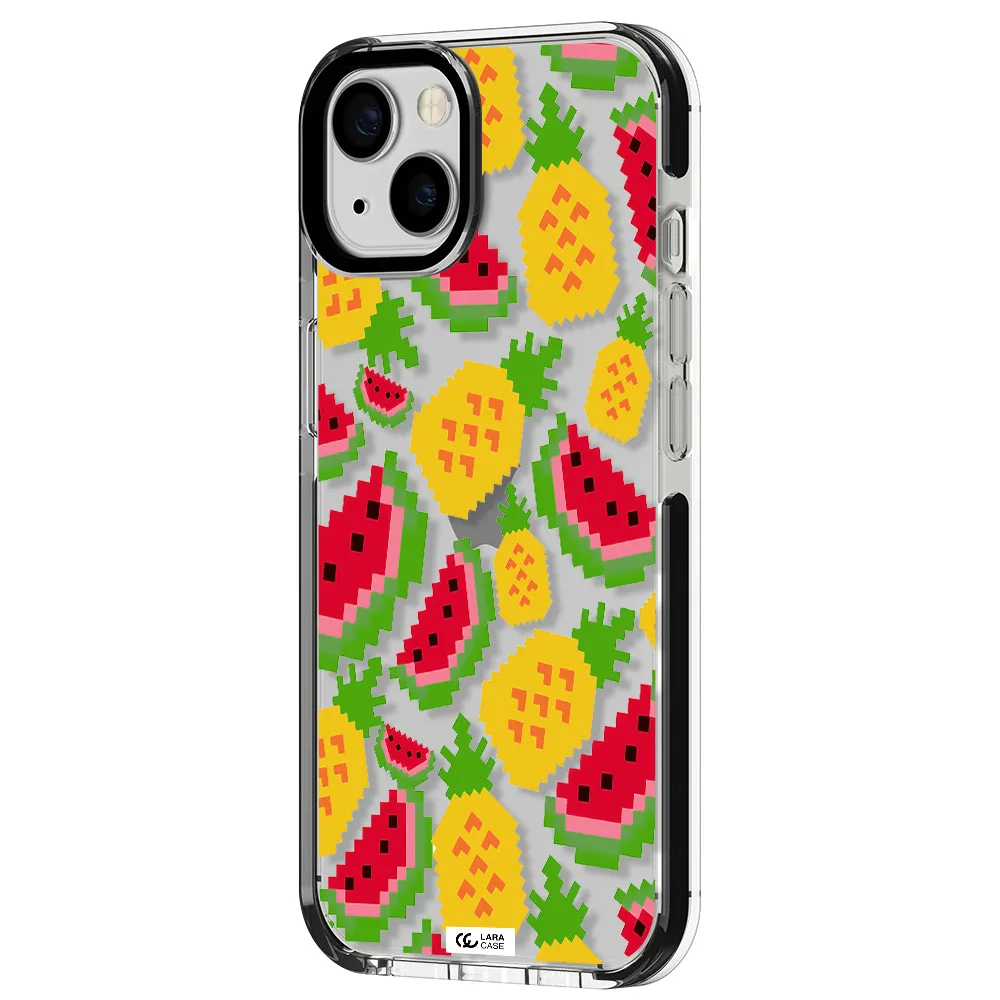 a pattern of watermelon and pineapples Apple iPhone 13 impact black border Case