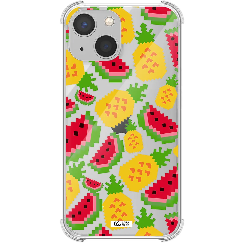 a pattern of watermelon and pineapples Apple iPhone 13 mini Clear PC Case